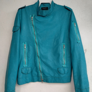Cafe Racer Vintage Blue Leather Jacket