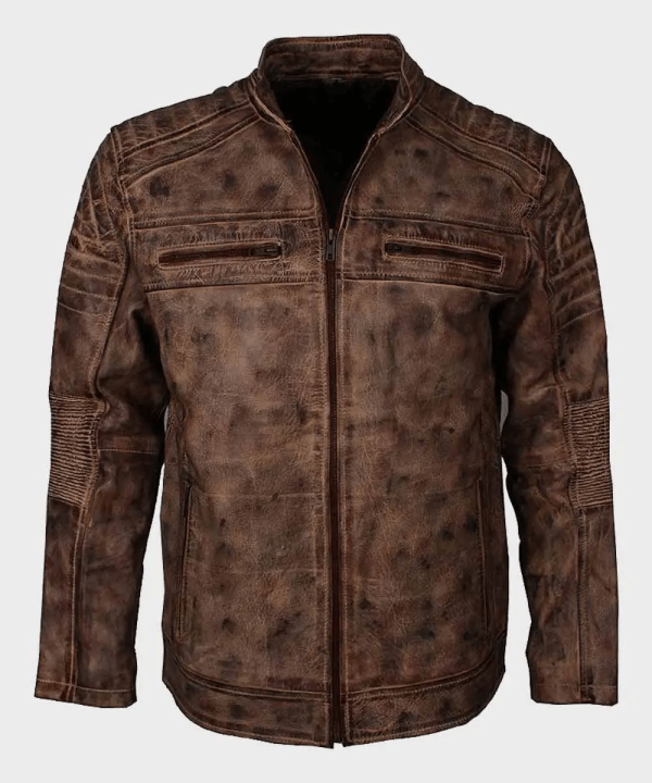 Cafe Racer Vintage Distressed Leather Jacket