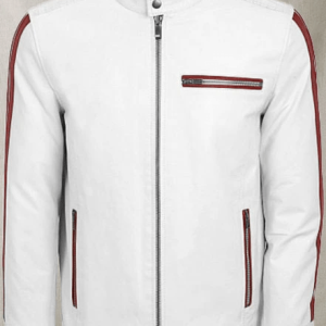 Cafe Racer White Biker Leather Jacket
