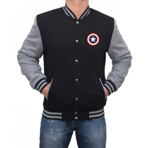 Captain America Logo Lettermans Varsity Jacket