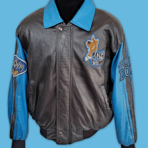 Cartoon Scooby Doo Black-Blue Bomber Leather Jacket