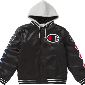 Champion Supreme Hooded Varsity Leather Jacket