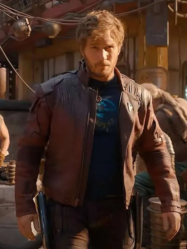 Chris Pratt The Guardians of the Galaxy Holiday Special Brown Leather Jacket