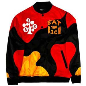 Chris Smalls Eat Thes Rich Red Satin Varsity Jacket