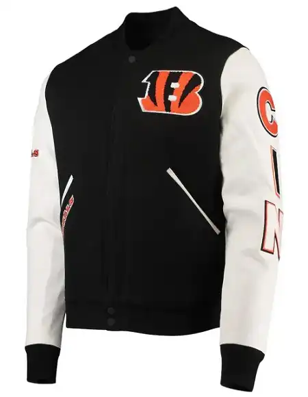 Cincinnati-Bengals-White-And-Black-Varsity-Jacket