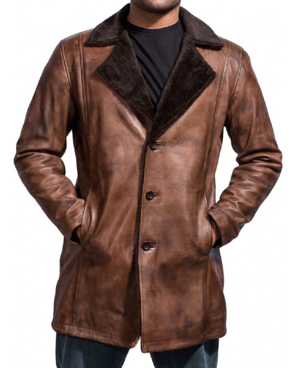 Cinnamon Fur Brown Trench Leather Coat