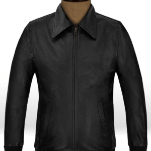 Classic Black Bomber Leather Jacket