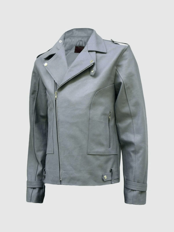Classic Grey Leather Jacket