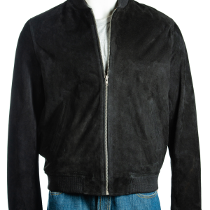 Classic MA-1 Flight Black Suede Bomber Leather Jacket