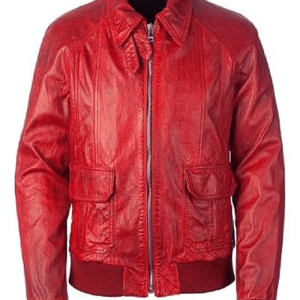 Classic Red Biker Leather Jacket