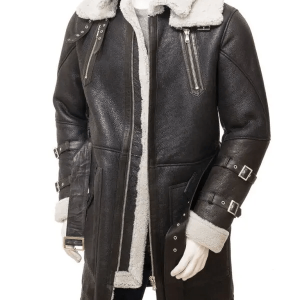 Classic Shearling Leather Trench Coat