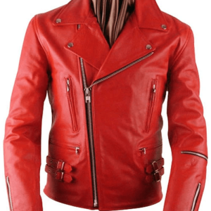 Classic Vintage Red Biker Leather Jacket
