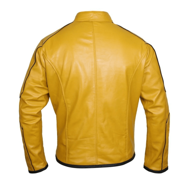 Classy Dijon Mustard Yellow Leather Jacket - Image 4