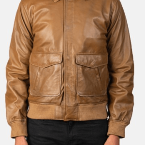 Coffmen Olive Brown Bombers Leather Jacket