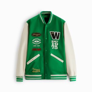 Combination Patches Bomber Leather Jacket