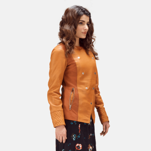 County Tan Overlap Bikers Leather Jacket