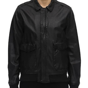 Covered Zipper Bomber Leather Jacket