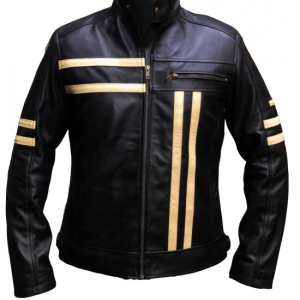 Cruise Cafe Racer Stripe Biker Leather Jacket