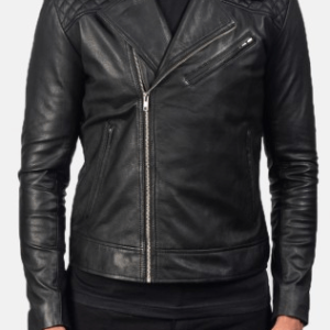Danny Quilteds Black Biker Leather Jacket