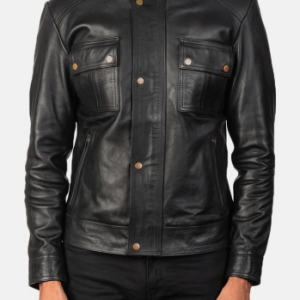 Darrens Black Biker Leather Jacket