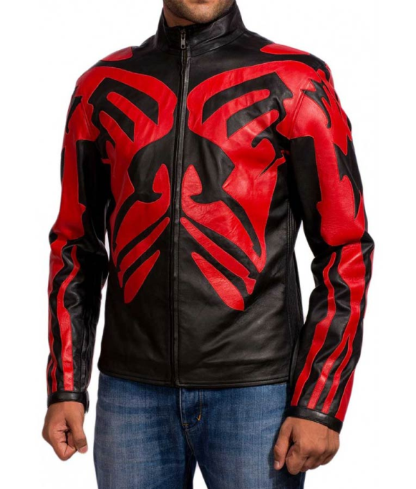 Darth Maul Star Wars Café Racer Red & Black Leather Jacket
