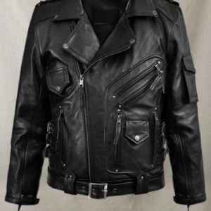 Deadwood Classic Black Biker Leather Jacket