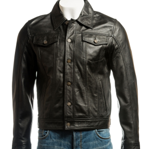 Denim Black Style Leather Jacket