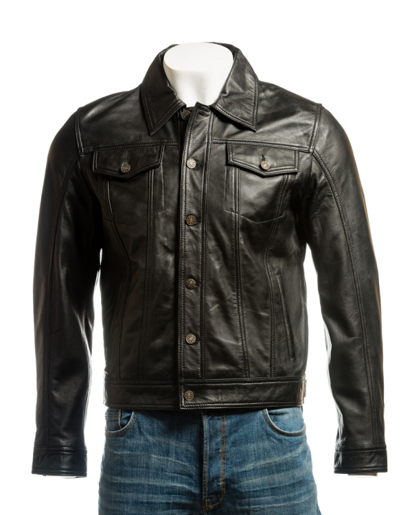 Denim Black Style Leather Jacket