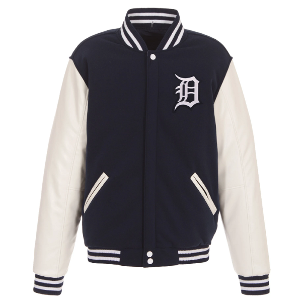 Detroit Tigers Jacket With Leather Sleeves