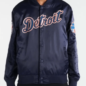 Detroit Tigers Printed Logo Bomber Satin Jacket