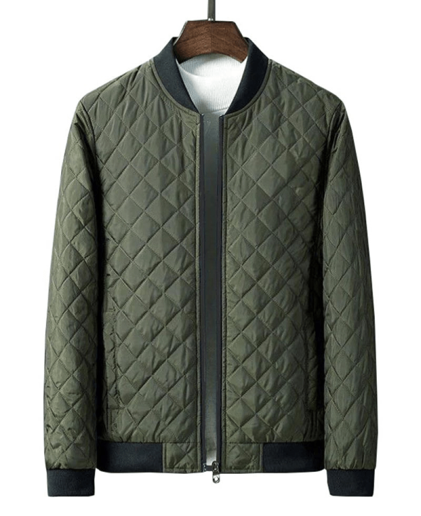Diamond Quilted Lightweight MA-1 Bomber Green Jacket