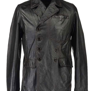 Double Breasted Black Leather Jacket