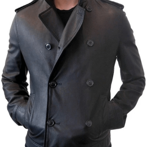 Double Breasted Short Leather Jacket