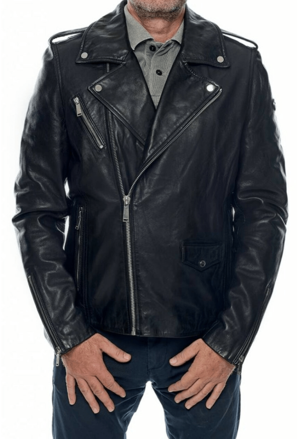 Dyer Getty Black Biker Leather Jacket