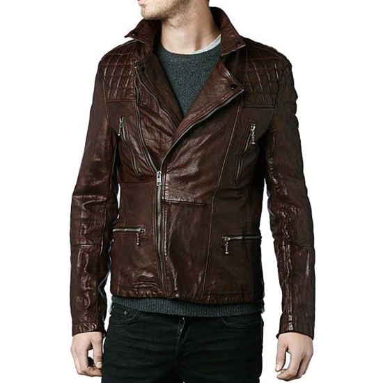 Eddie Redmayne Motorcycle Brown Leather Jacket