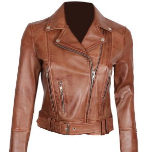 Elisa Womens Light Browns Leather Jacket