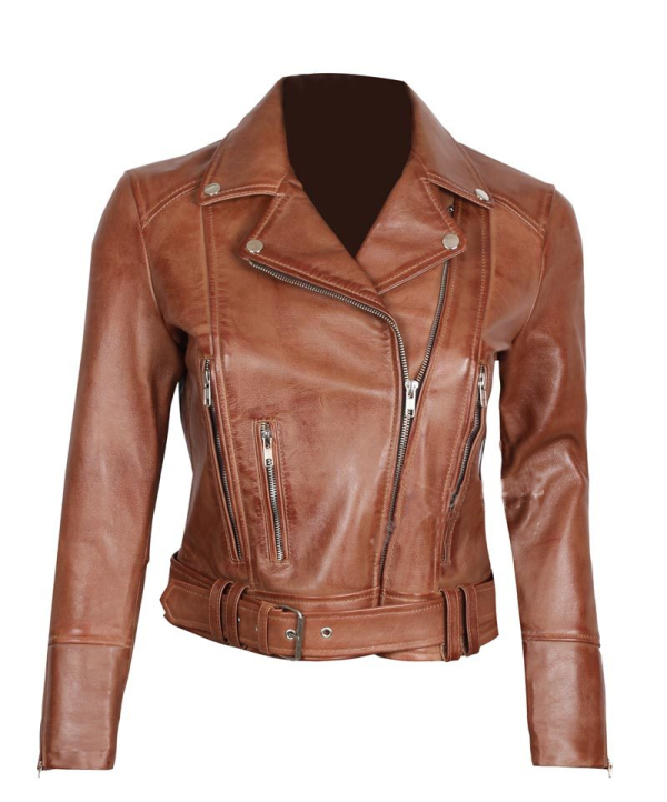 Elisa Womens Light Browns Leather Jacket