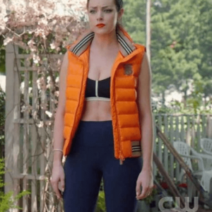 Elizabeth Gillies Dynastys Season 03 Orange Puffer Vest