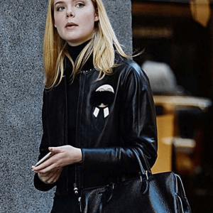 Elle Fanning Fur Leather Jacket