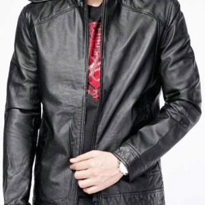 Epaulet Style Biker Leather Jacket