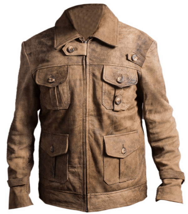 Expendables 2 Jason Statham Distressed Look Leather Jacket
