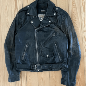 Faded Korea Biker Black Leather Jacket