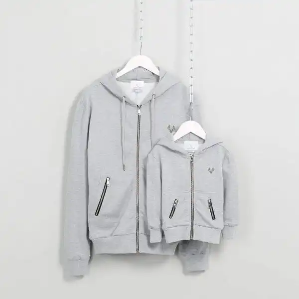 Father And Son Hoodie In Grey Marl