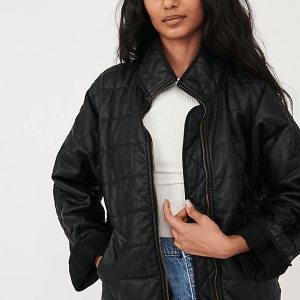 Free People Dolman Vegan Black Leather Jacket