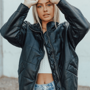 Free People Dolman Vegan Black Leather Jacket