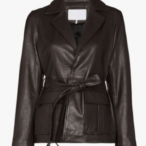 Ganni Wrap Blazer Black Leather Jacket
