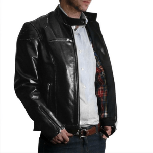 Get Moto Padded Biker Leather Jacket