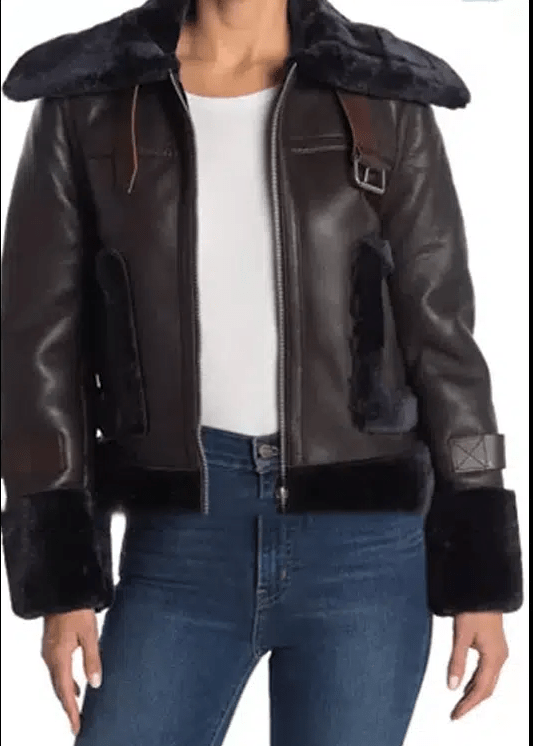 Gossip Girls Julien Calloway Fur Trim Leather Jacket
