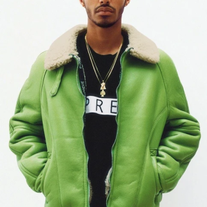 Supreme Schott Green Bomber Leather Jacket