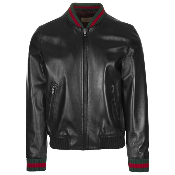 Gucci Web Bomber Leather Jacket